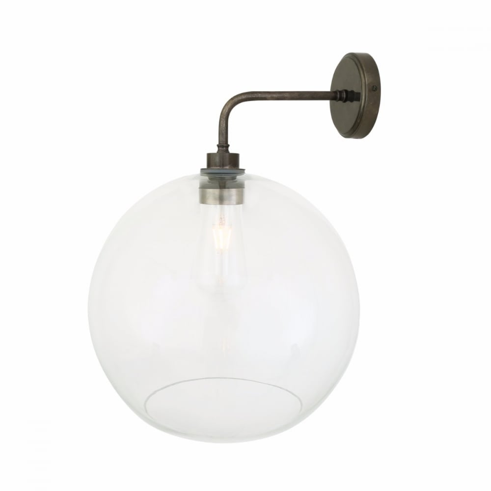 Leith Globe Shade Outdoor Wall Light in Brass and Glass