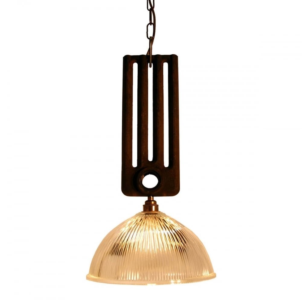 Vintage Industrial Glass Pendant Light - RAD Holophane