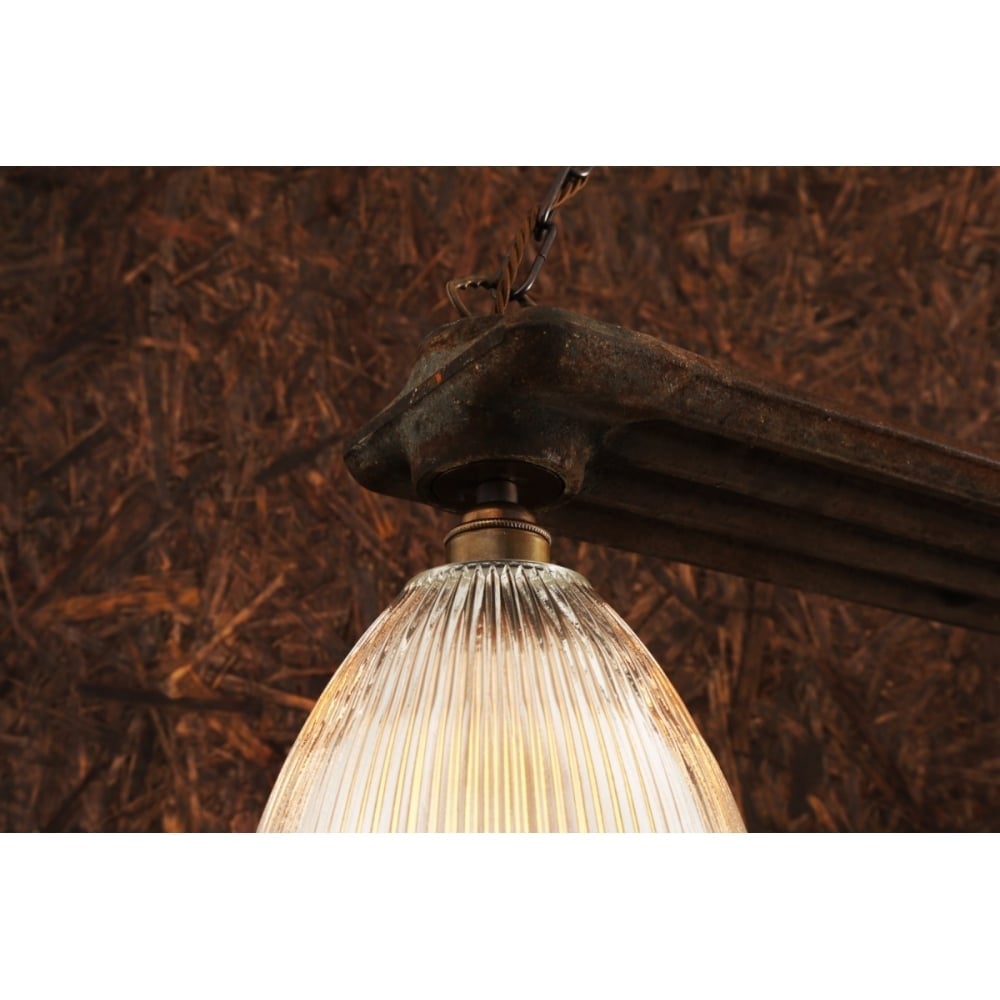 Double Rustic Radiator Style Glass Pendant Light Fixture