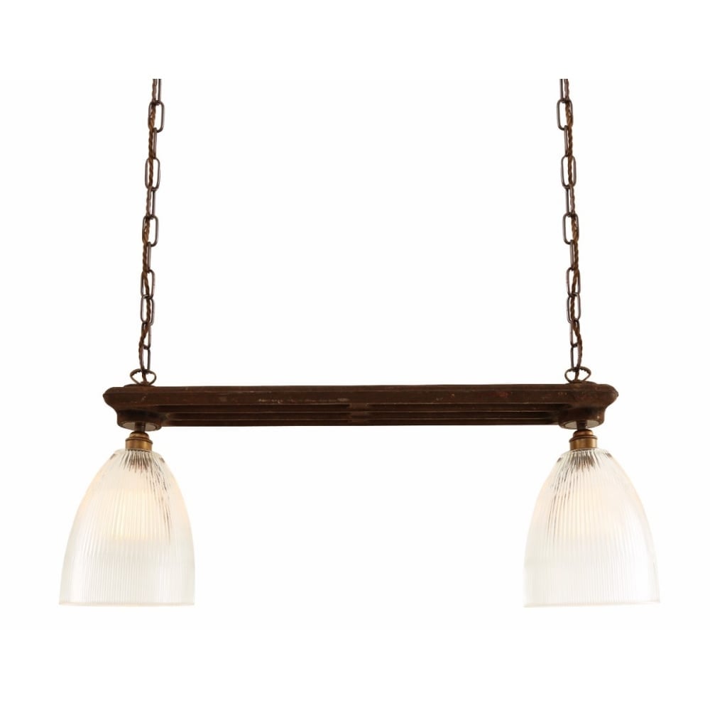 Double Rustic Radiator Style Glass Pendant Light Fixture