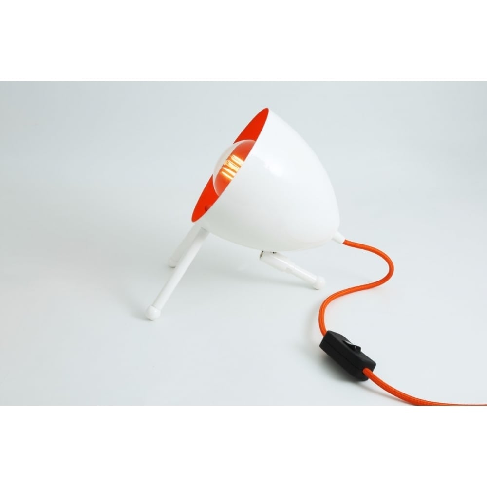 Buenos Aires Modern Open Bowl Table Lamp in White and Orange