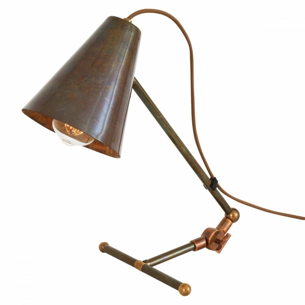 Comoro Adjustable Industrial Brass Table Lamp