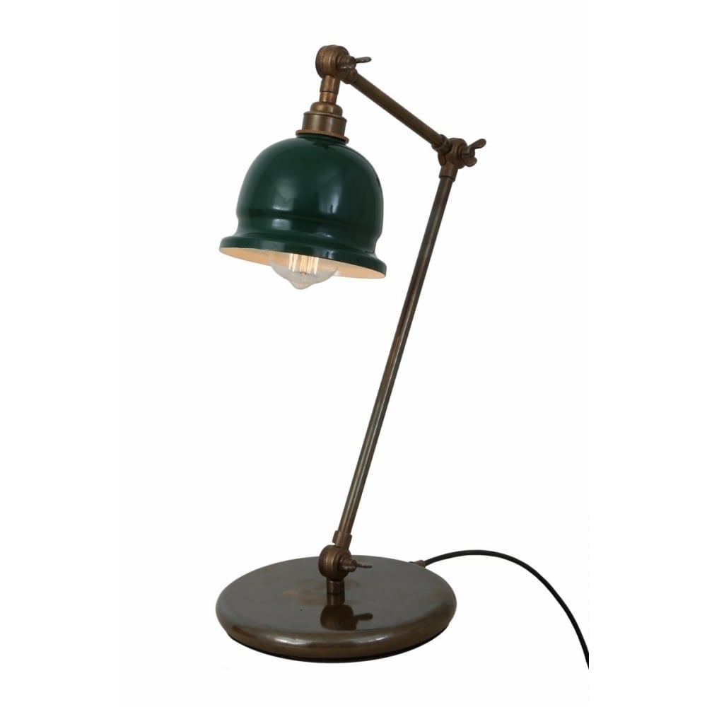 Antique Brass Industrial Table Lamp with Black Shade - Nico Collection