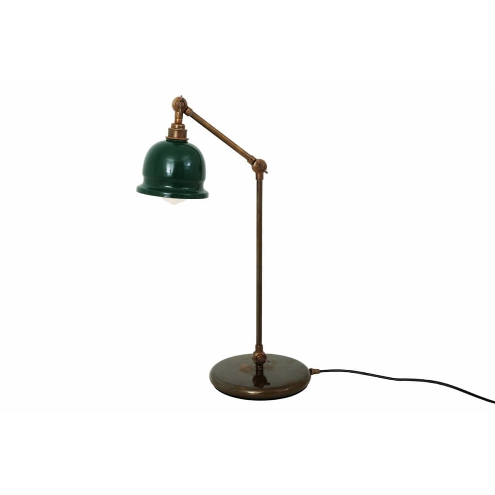 Antique Brass Industrial Table Lamp with Black Shade - Nico Collection
