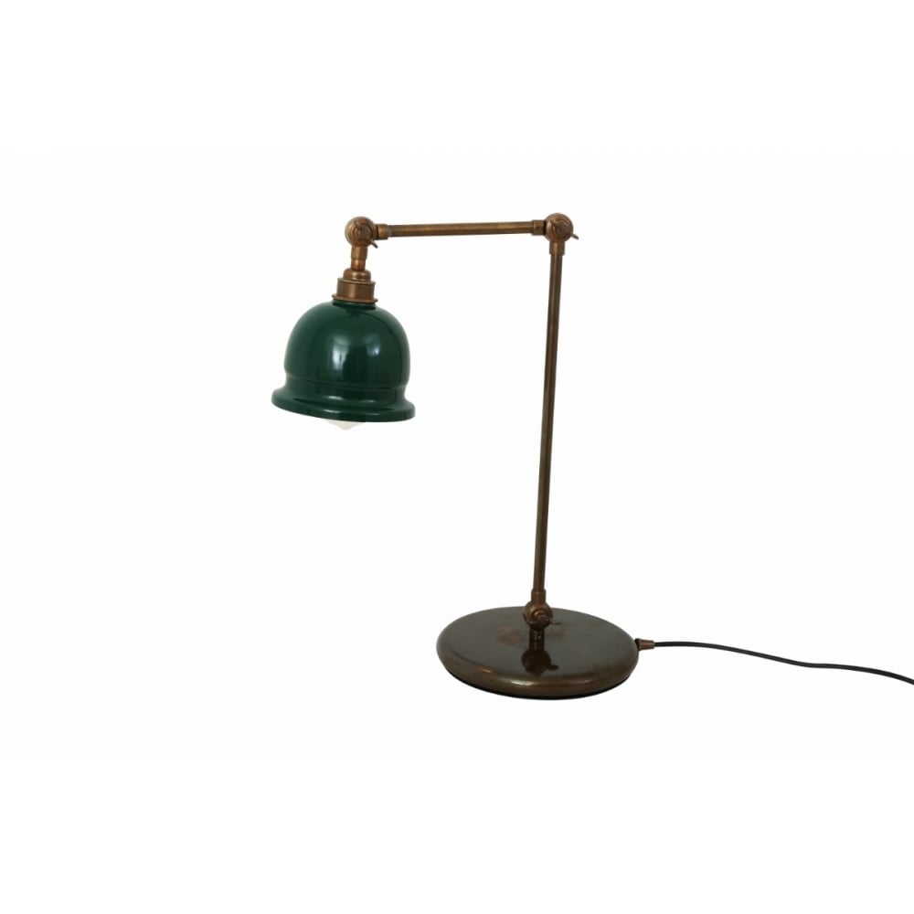 Antique Brass Industrial Table Lamp with Black Shade - Nico Collection