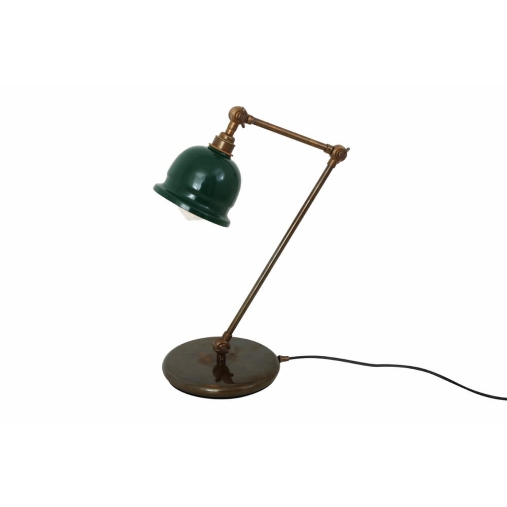 Antique Brass Industrial Table Lamp with Black Shade - Nico Collection