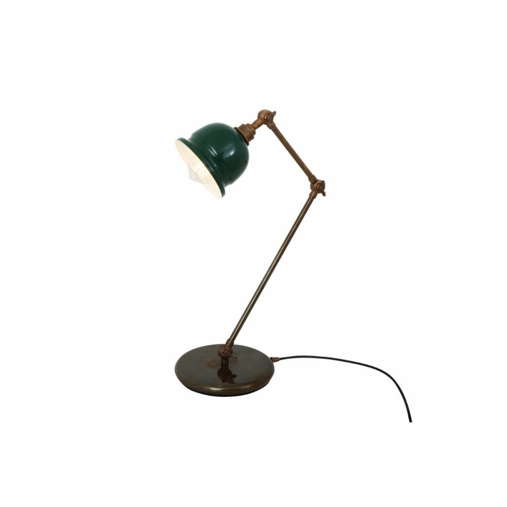 Antique Brass Industrial Table Lamp with Black Shade - Nico Collection