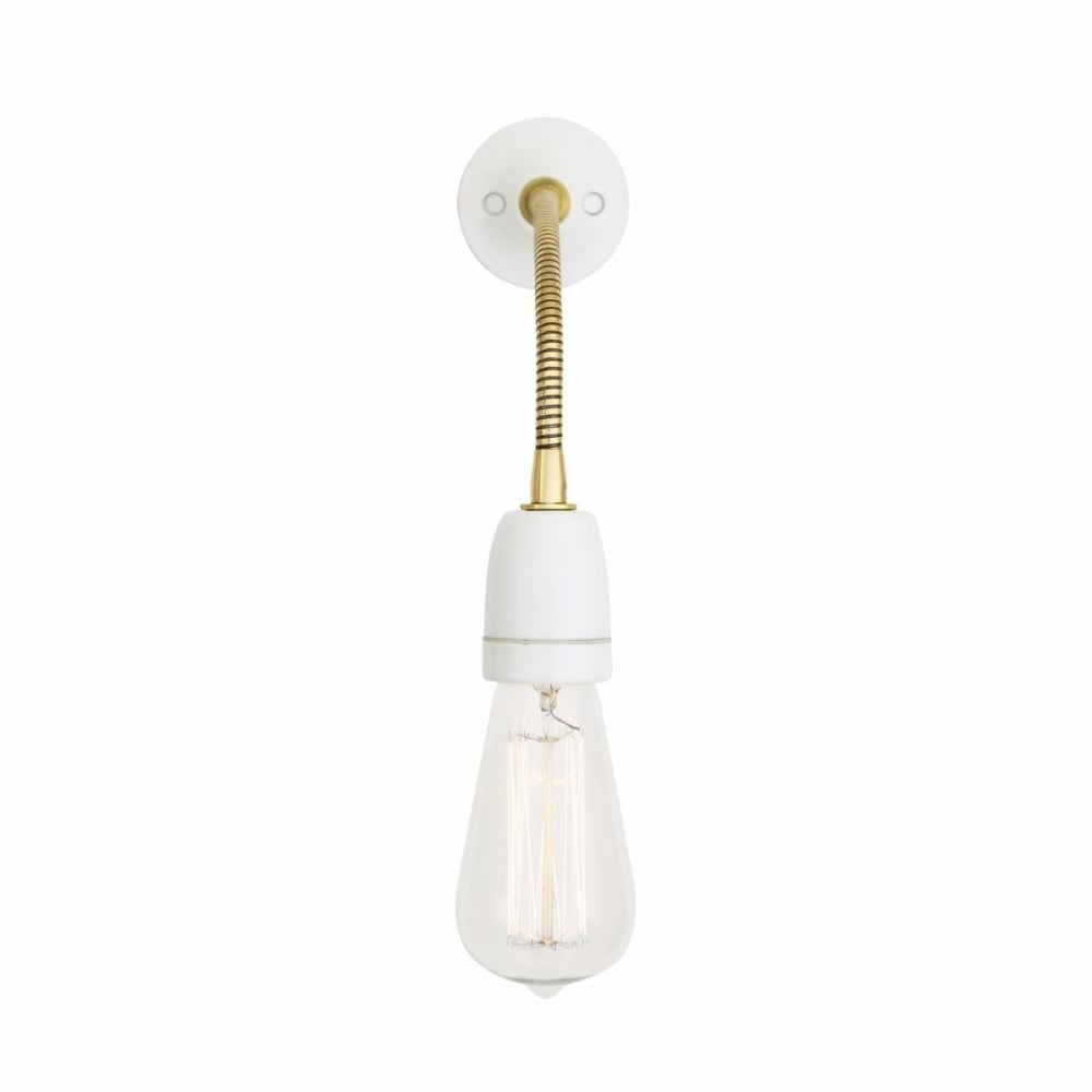 Bundoran Adjustable Brass and Ceramic Industrial Wall Light