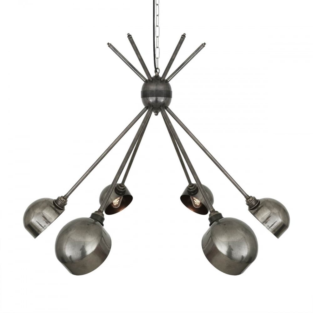 Nagoya Elegant 6 Light Brass Chandelier with Dome Shades
