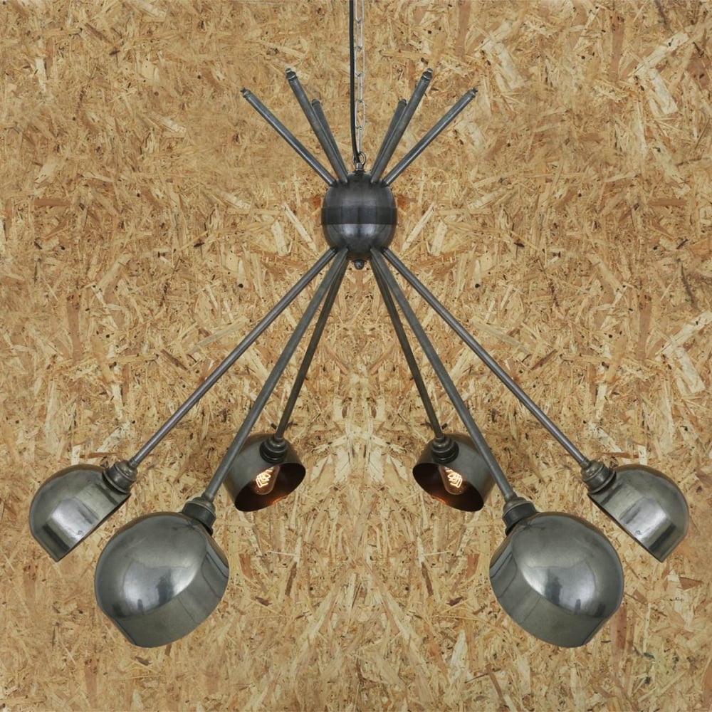 Nagoya Elegant 6 Light Brass Chandelier with Dome Shades