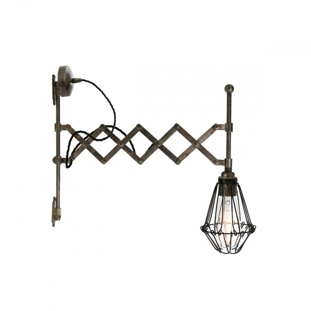 Antique Brass Lonn Wall Light with Gold Zinc Cage Design