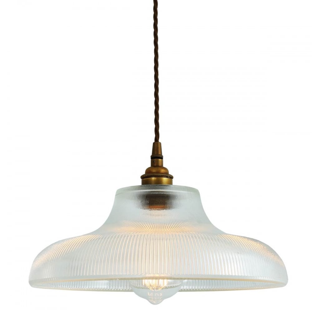 Antique Brass Railway Pendant Light - 32.5cm Mono Series