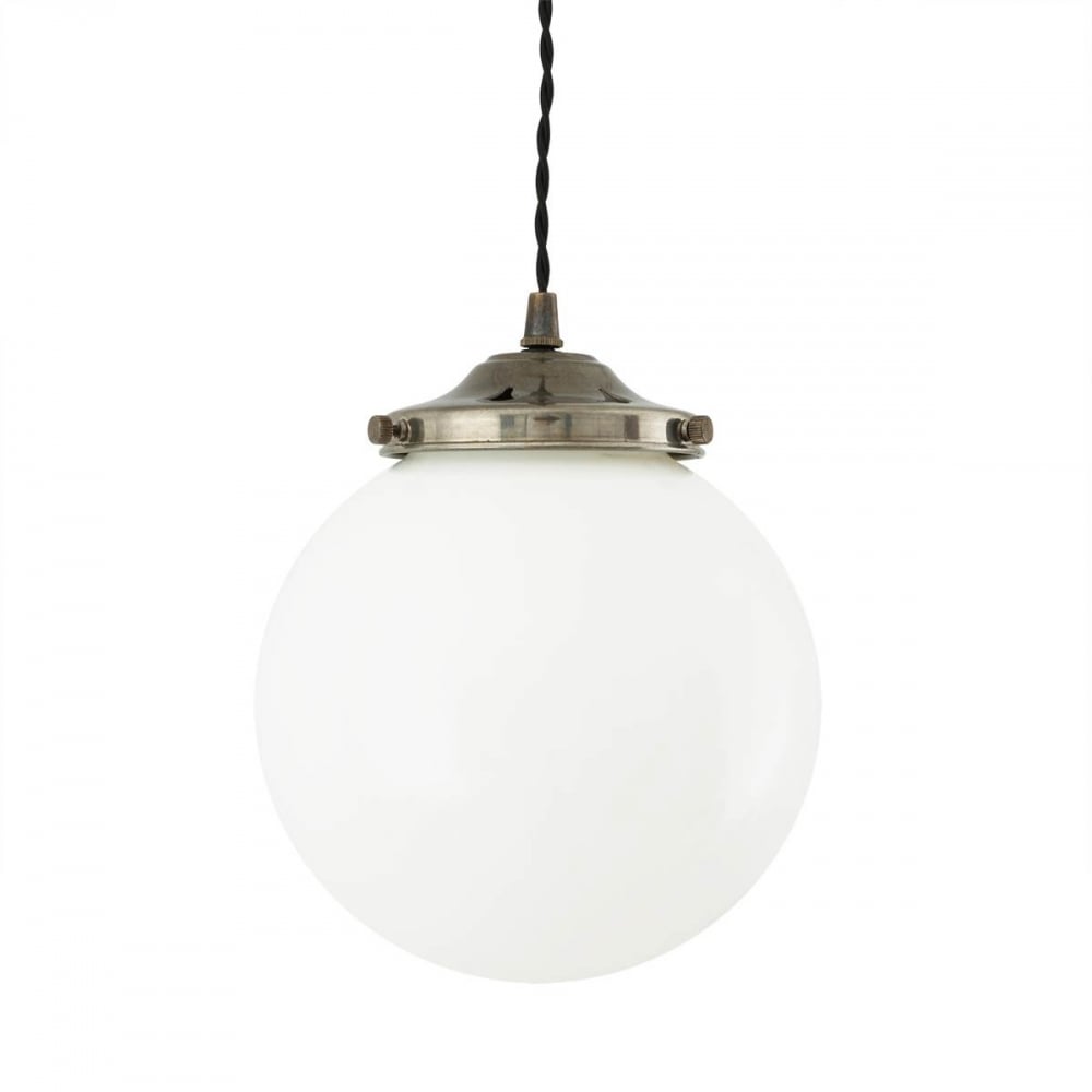 Gentry Antique Brass Opal Globe Pendant Light, 20cm