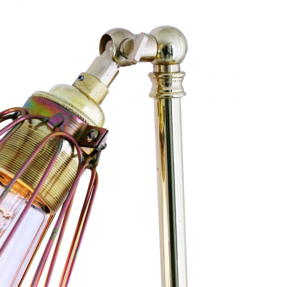 Praia Black Cage Table Lamp – Modern Industrial Design with Brass Accents