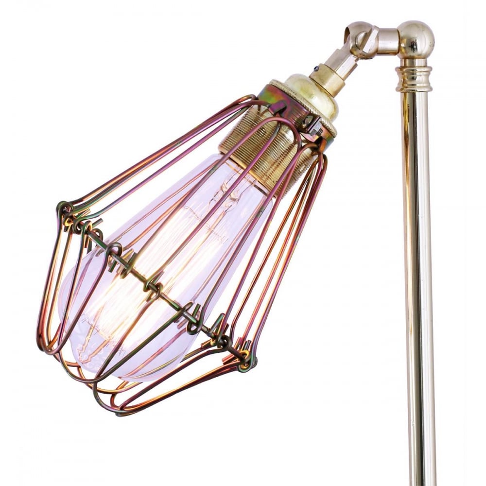 Praia Black Cage Table Lamp – Modern Industrial Design with Brass Accents