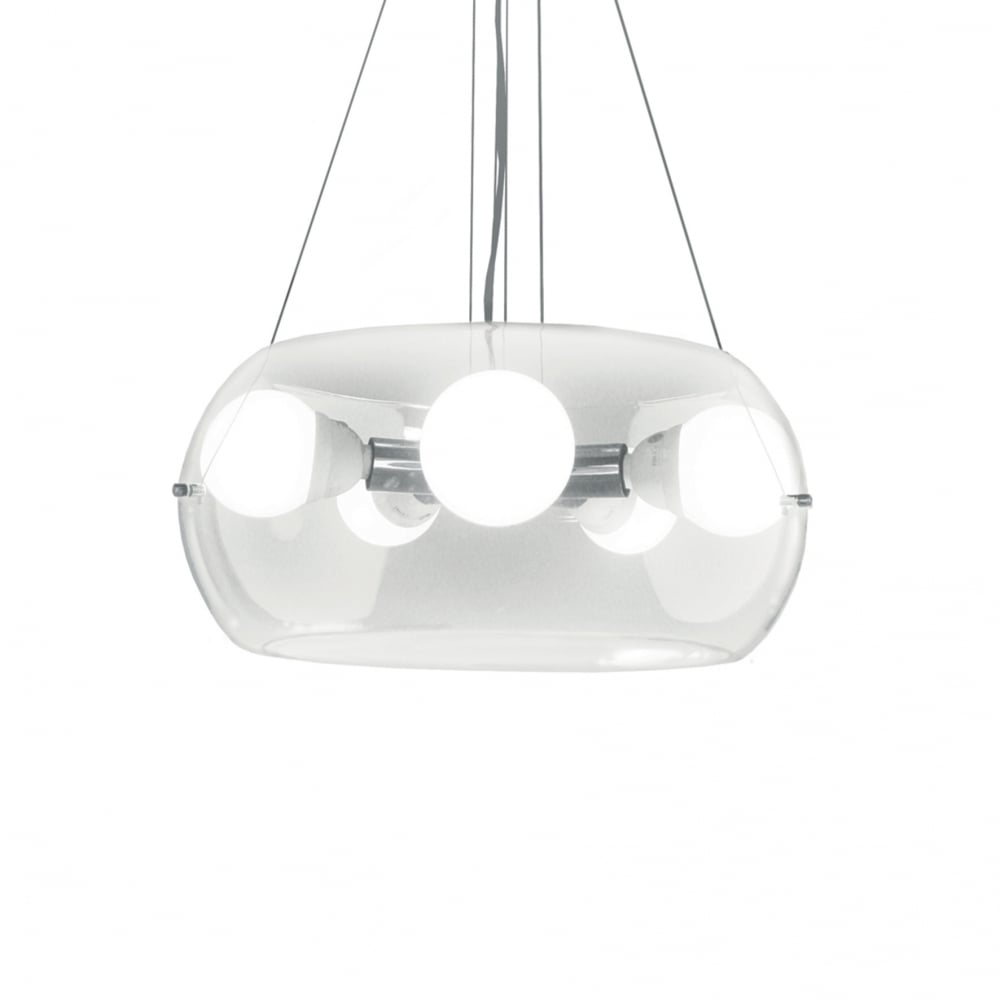 Audi 5 Light Globe Pendant with Clear Glass Bowl Shade