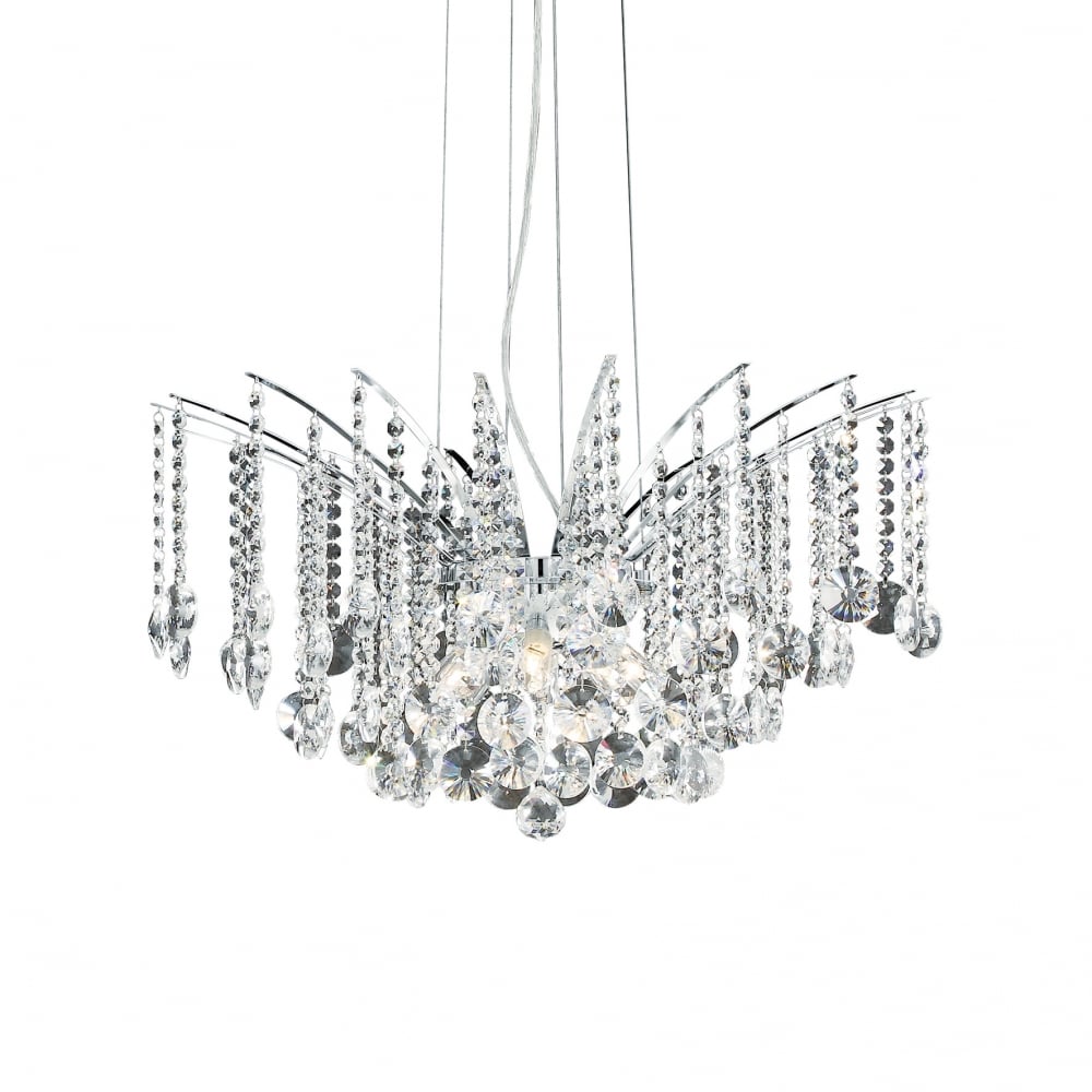 Audi Ornate Crystal Chandelier, 8 Bulb Classic Elegance