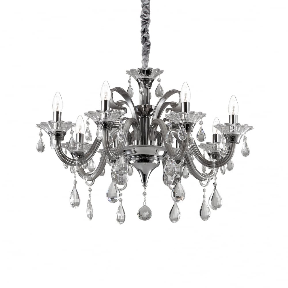 Grand Vintage Elegance 8-Light Pendant Chandelier in Grey