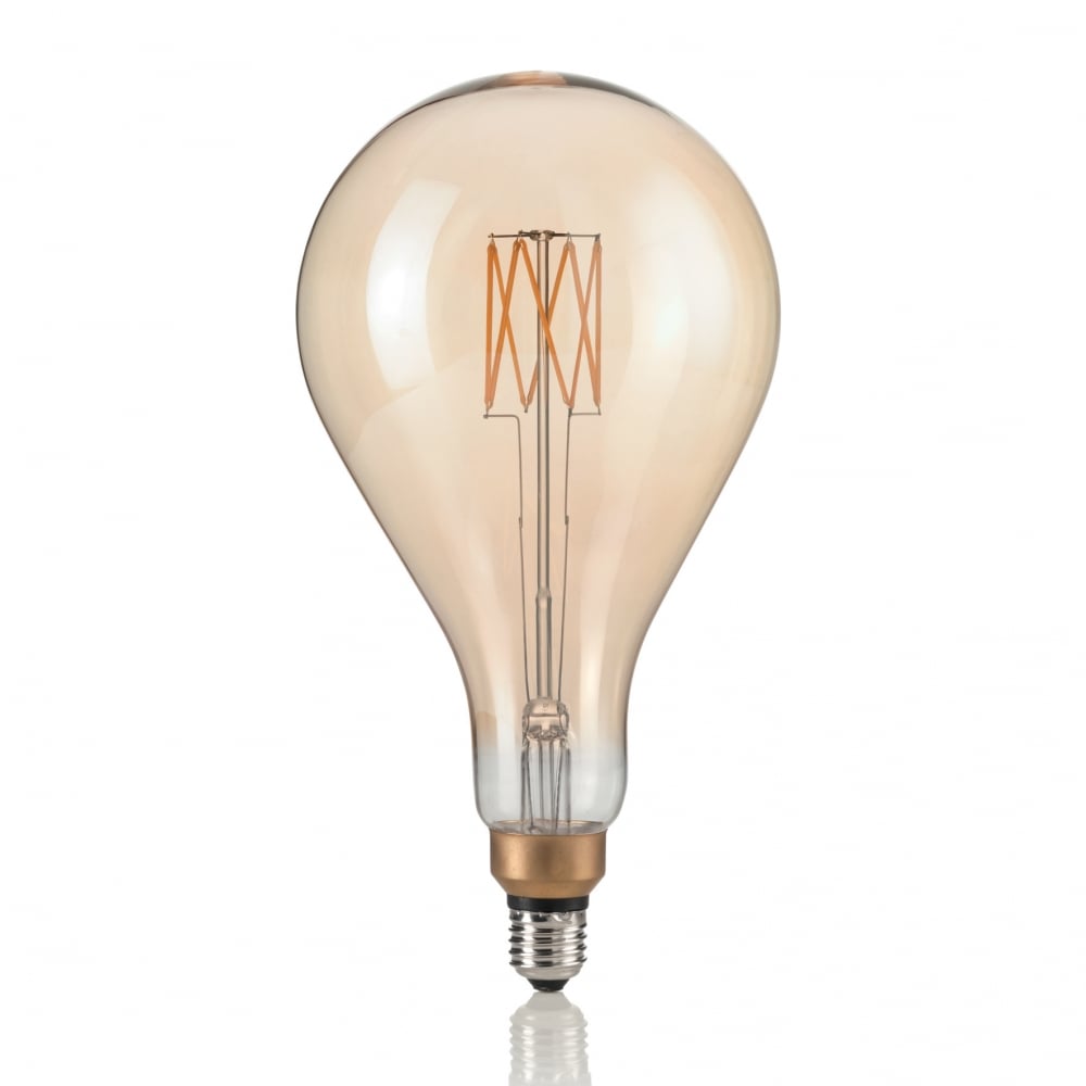 Vintage Amber Glass Globe Bulb, 4W LED, 15.5 x 30 cm