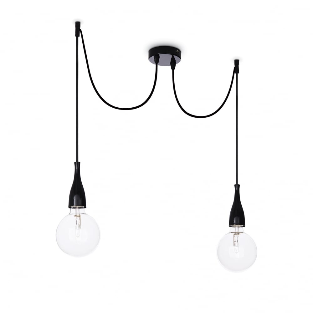 Contemporary Dual Bulb Pendant Light White Matte Finish