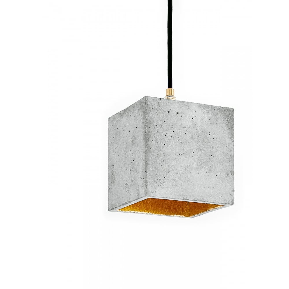 Contemporary Silver & Concrete Cubic Pendant Light