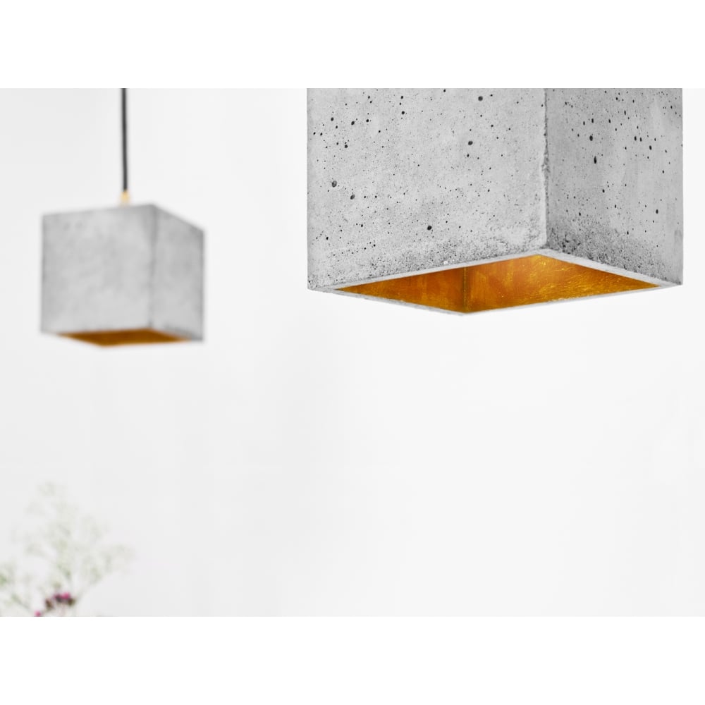 Contemporary Silver & Concrete Cubic Pendant Light
