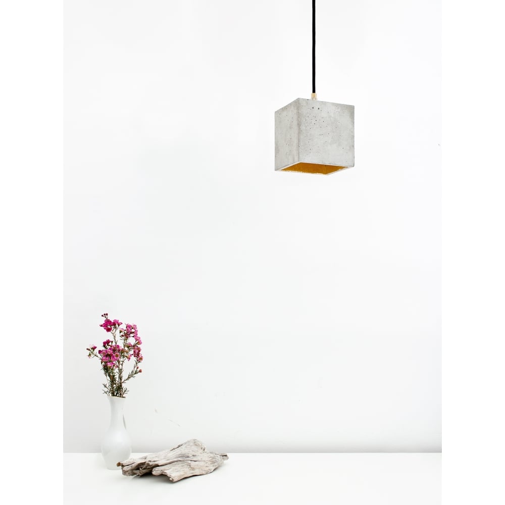 Contemporary Silver & Concrete Cubic Pendant Light
