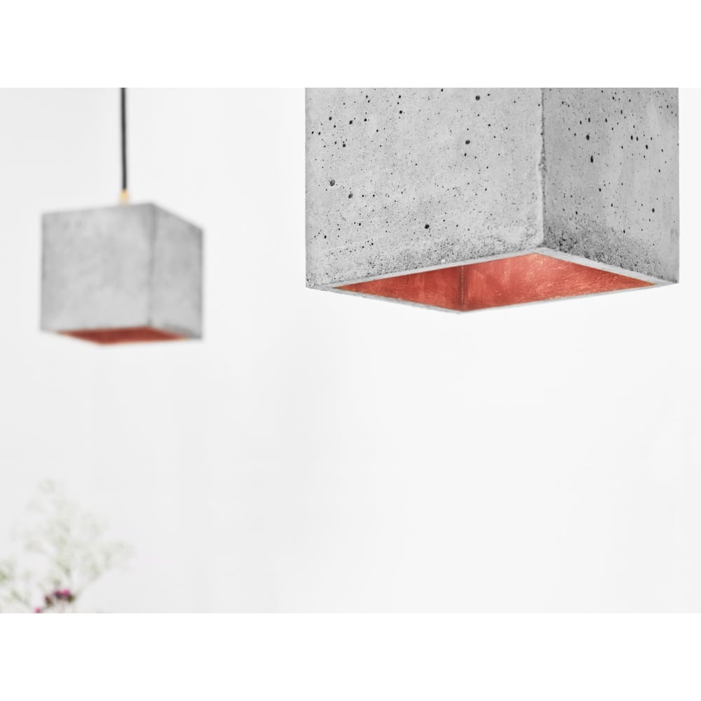 Contemporary Grey and Copper Geometric Pendant Light