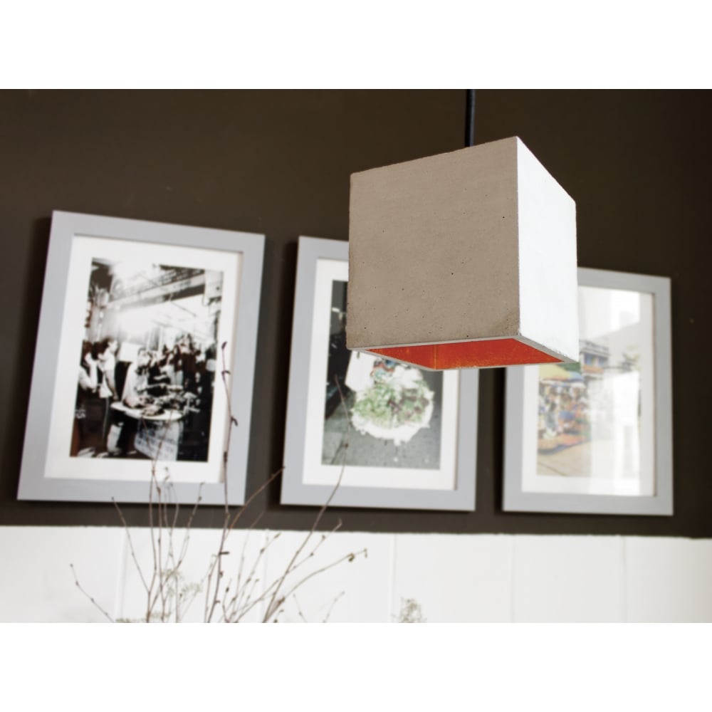 Contemporary Grey and Copper Geometric Pendant Light
