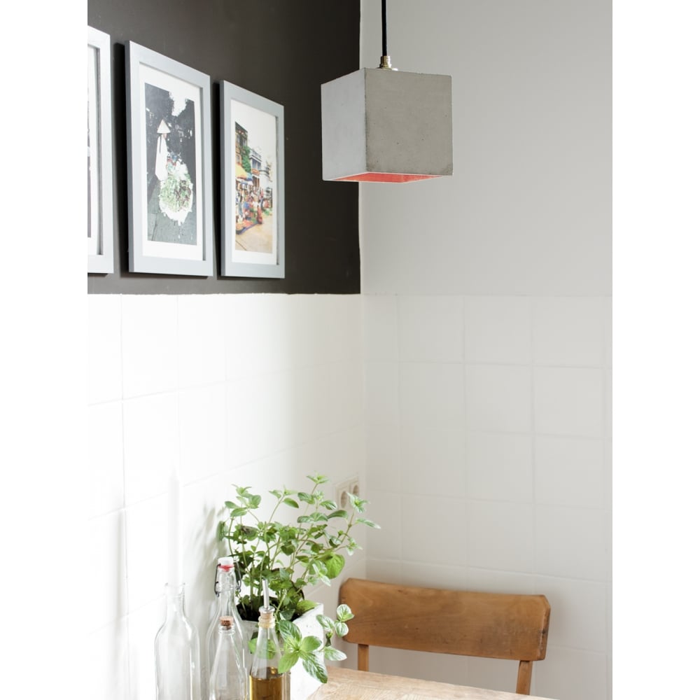 Contemporary Grey and Copper Geometric Pendant Light