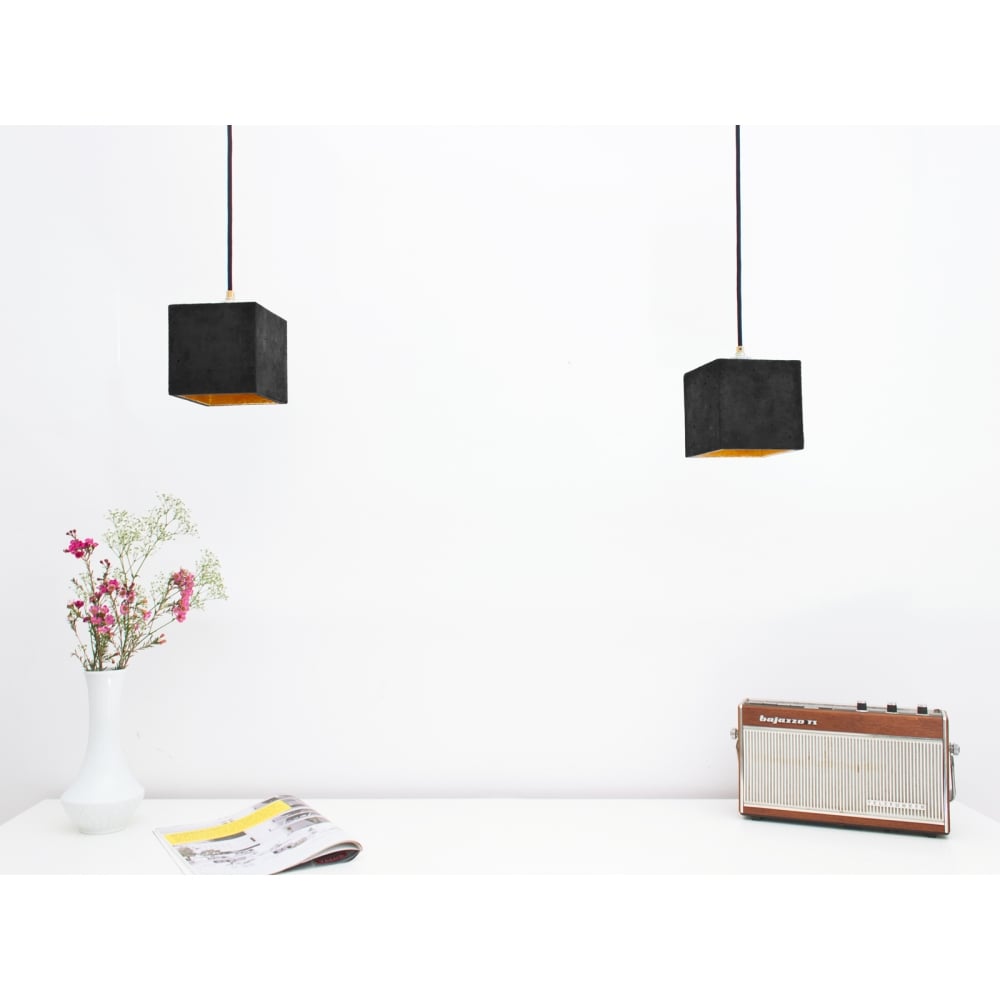 Contemporary Charcoal and Gold Geometric Ceiling Lamp