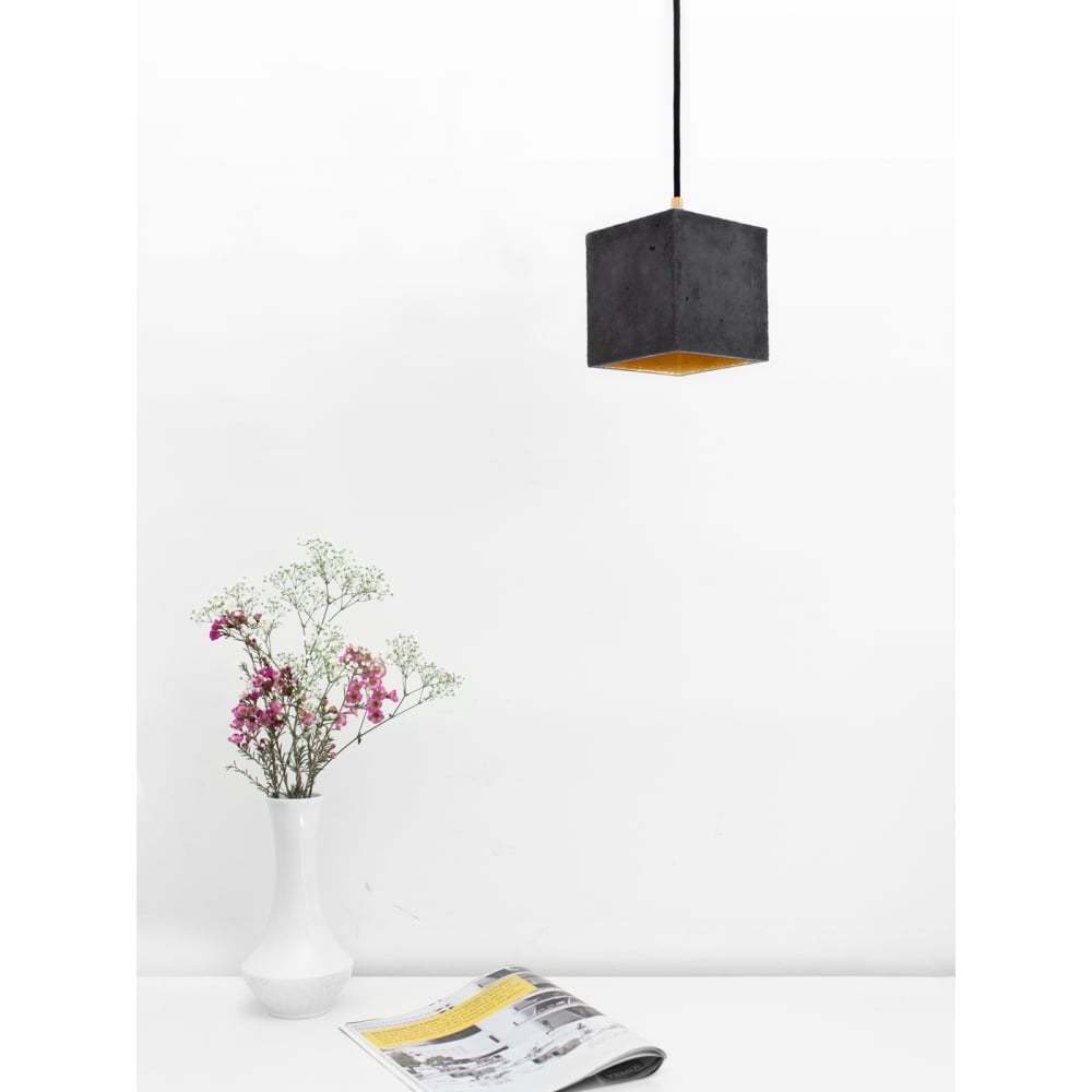 Contemporary Charcoal and Gold Geometric Ceiling Lamp