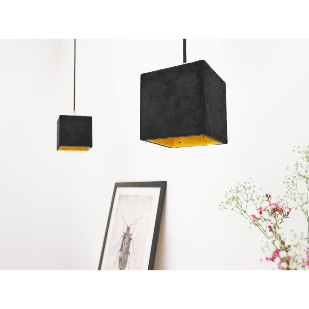 Contemporary Charcoal and Gold Geometric Ceiling Lamp
