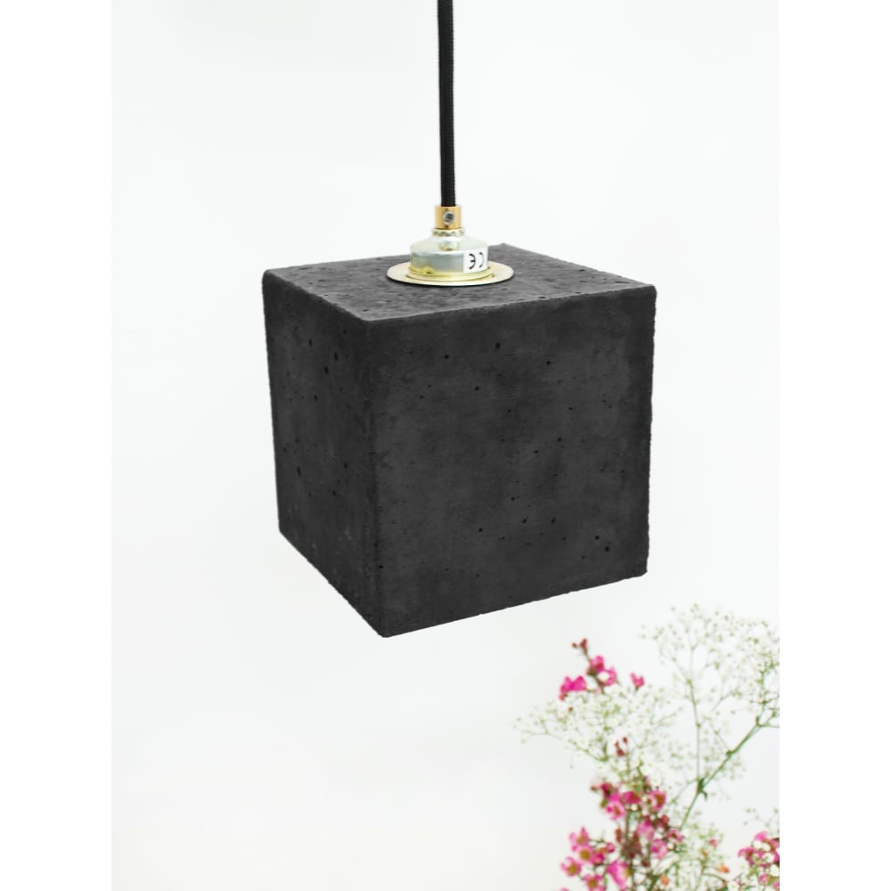 Sleek Concrete and Copper Cube Pendant Light