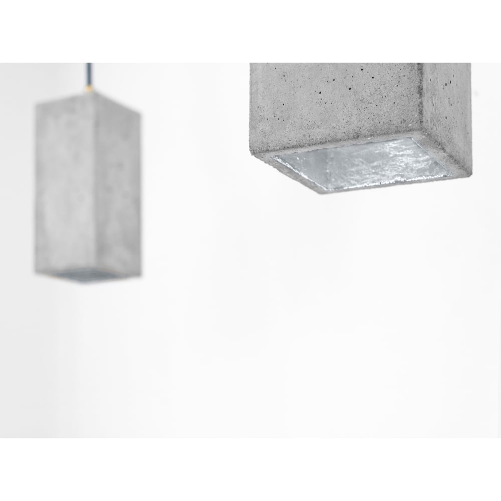 Quirky Modern Rectangular Light Grey and Silver Concrete Ceiling Pendant