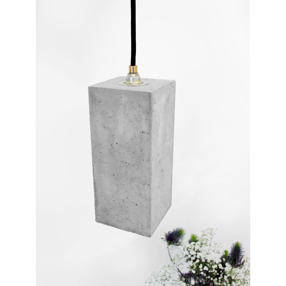 Modern Concrete and Copper Rectangle Ceiling Pendant Light