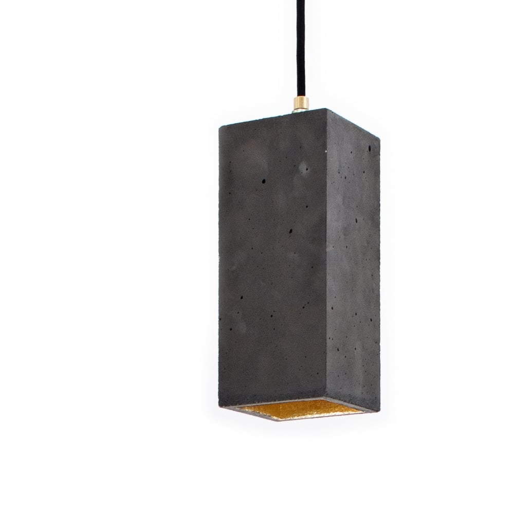 Dark Grey and Gold Rectangle Concrete Ceiling Pendant by GANTlights