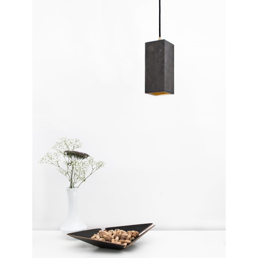 Dark Grey and Gold Rectangle Concrete Ceiling Pendant by GANTlights