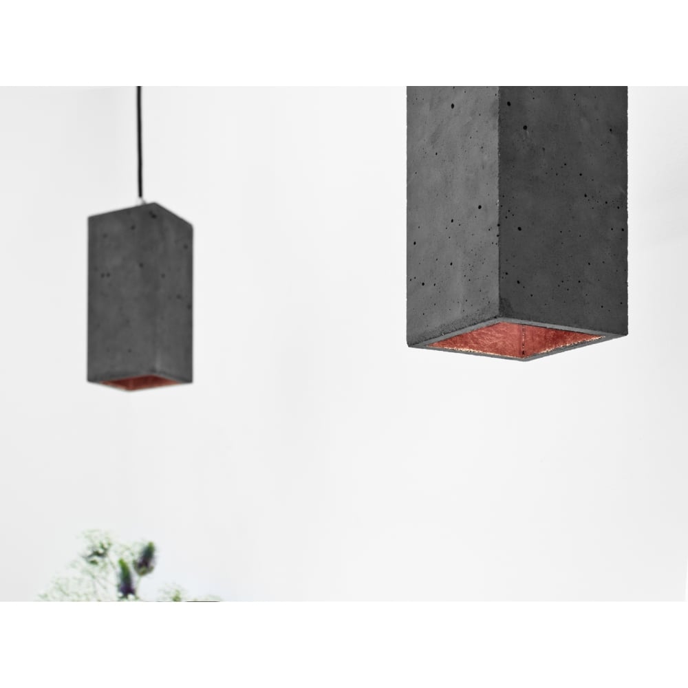 Modern Dark Grey and Copper Rectangular Pendant Light by GANTlights