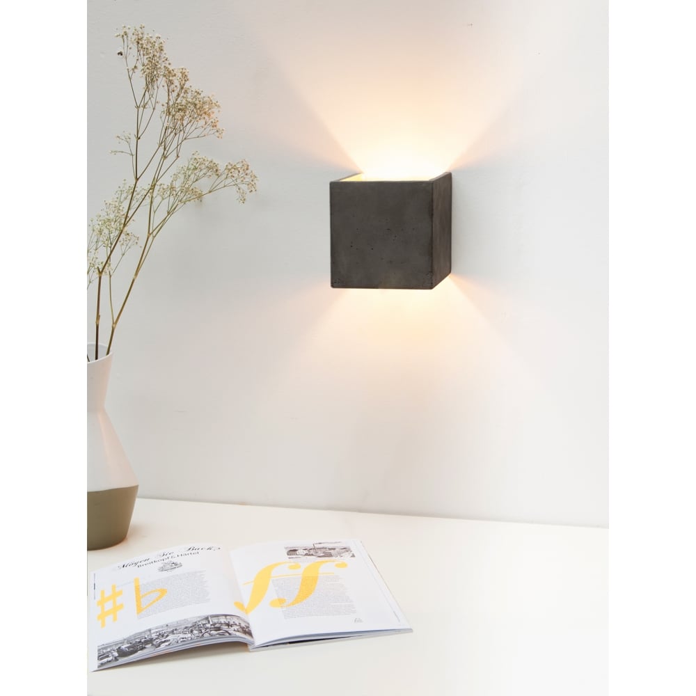 Modern Industrial Dark Grey and Gold Cube Wall Lamp