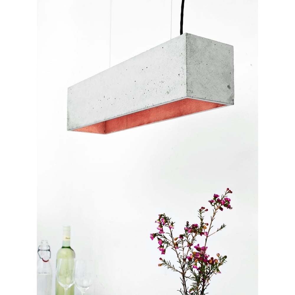Light Grey & Copper Concrete Pendant: Modern Breakfast Ceiling Fixture