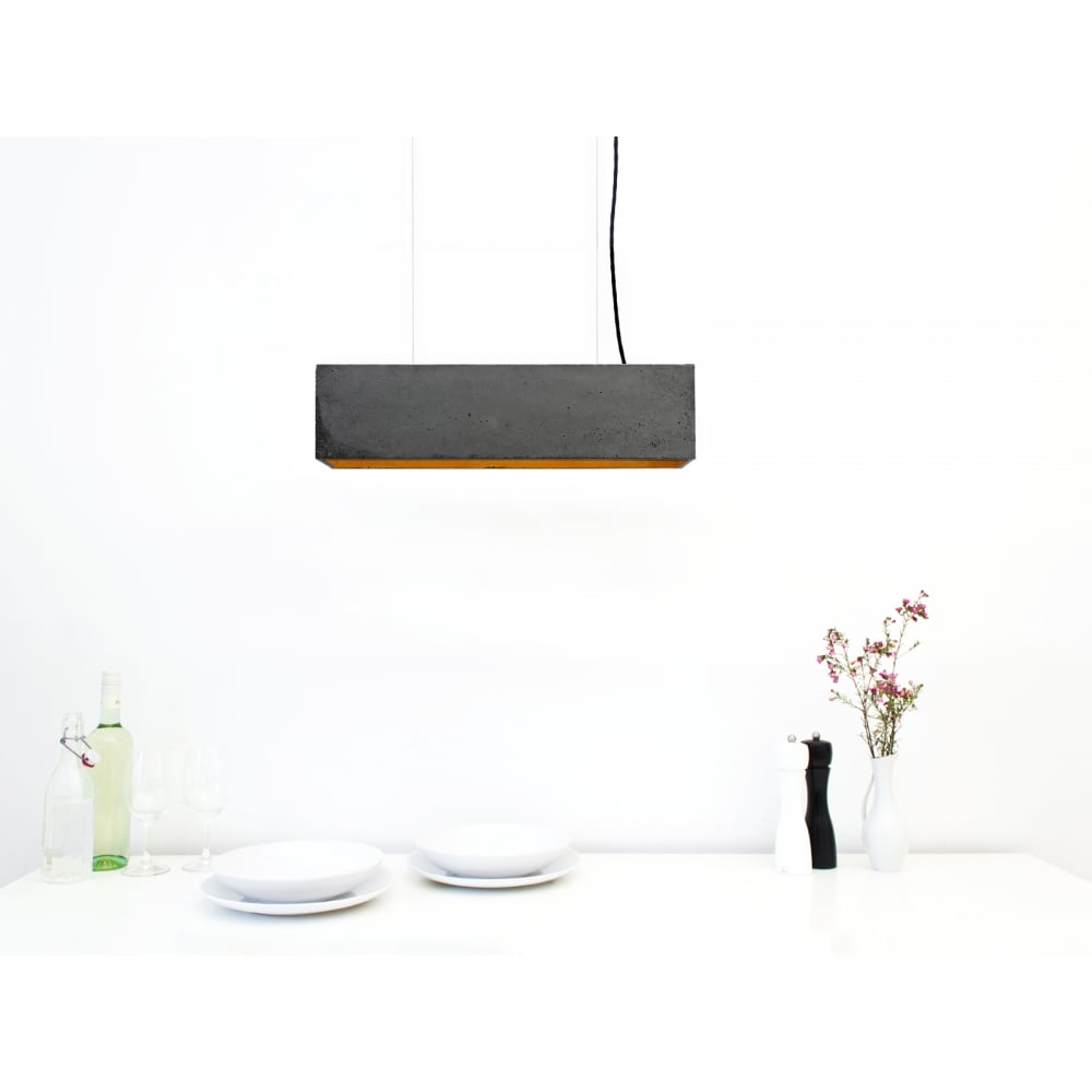 Industrial Chic Concrete & Gold Geometric Pendant Light