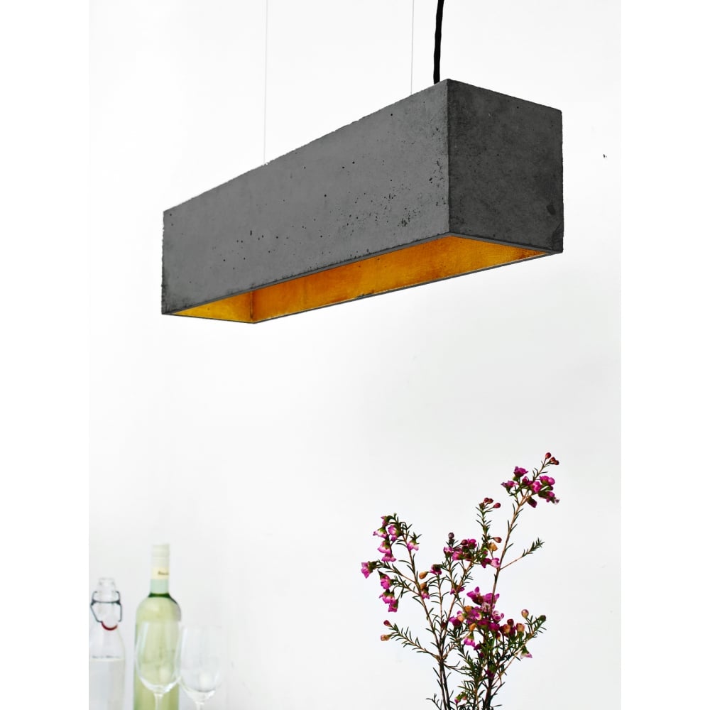 Industrial Chic Concrete & Gold Geometric Pendant Light