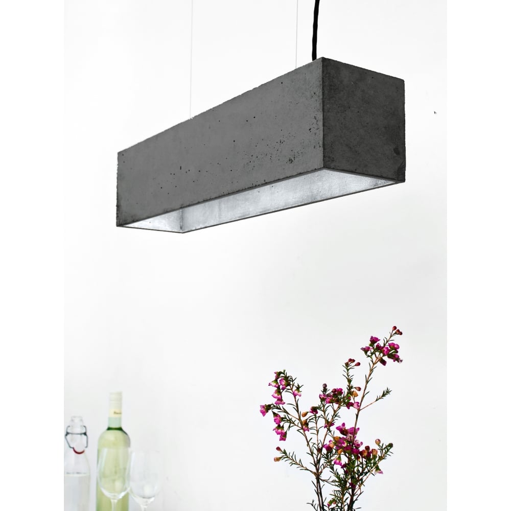 Modern Industrial Dark Grey & Silver Rectangular Ceiling Pendant Lamp