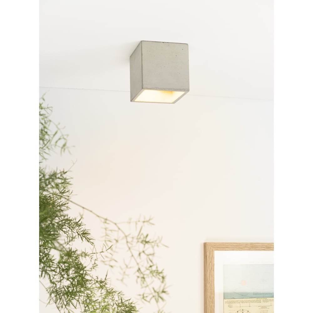 Modern Concrete and Gold Ceiling Spotlight