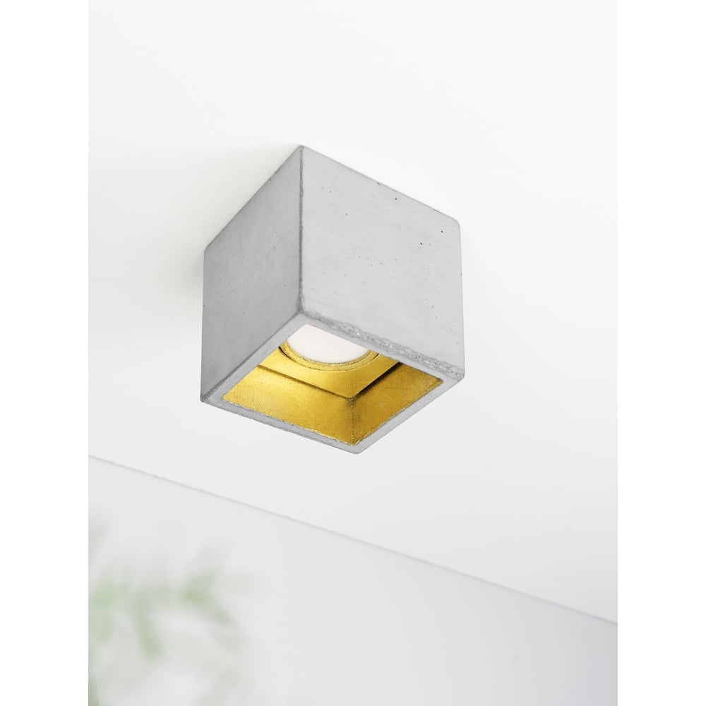 Modern Concrete and Gold Ceiling Spotlight