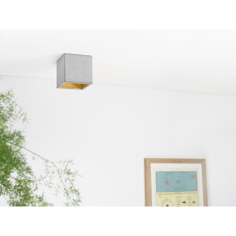 Modern Concrete and Gold Ceiling Spotlight