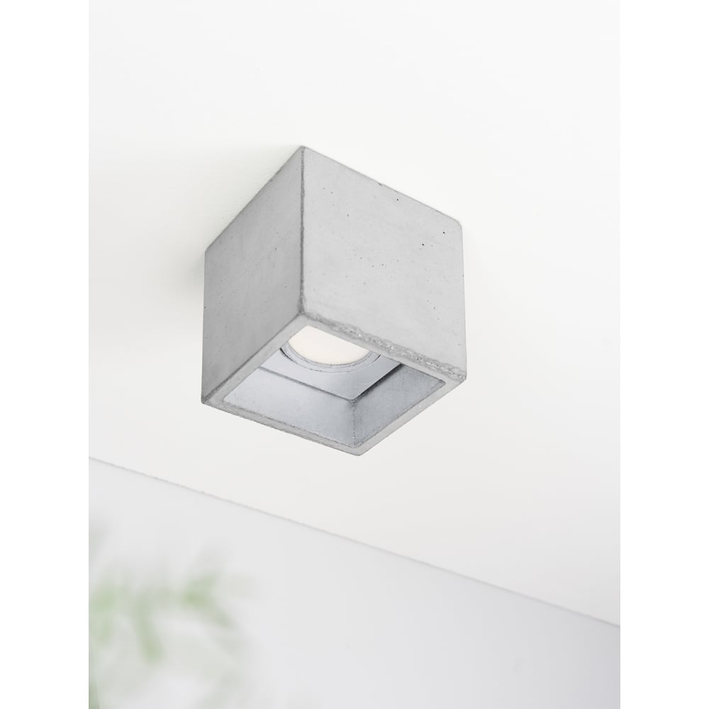 Stylish Geometric Concrete and Silver Ceiling Spotlight by GANTlights