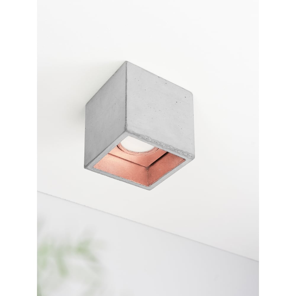 Stylish Modern Concrete and Copper Ceiling Spotlight