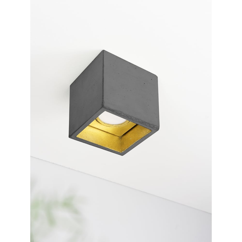 Elegant Dark Grey and Gold Concrete Ceiling Spotlight by GANTlights
